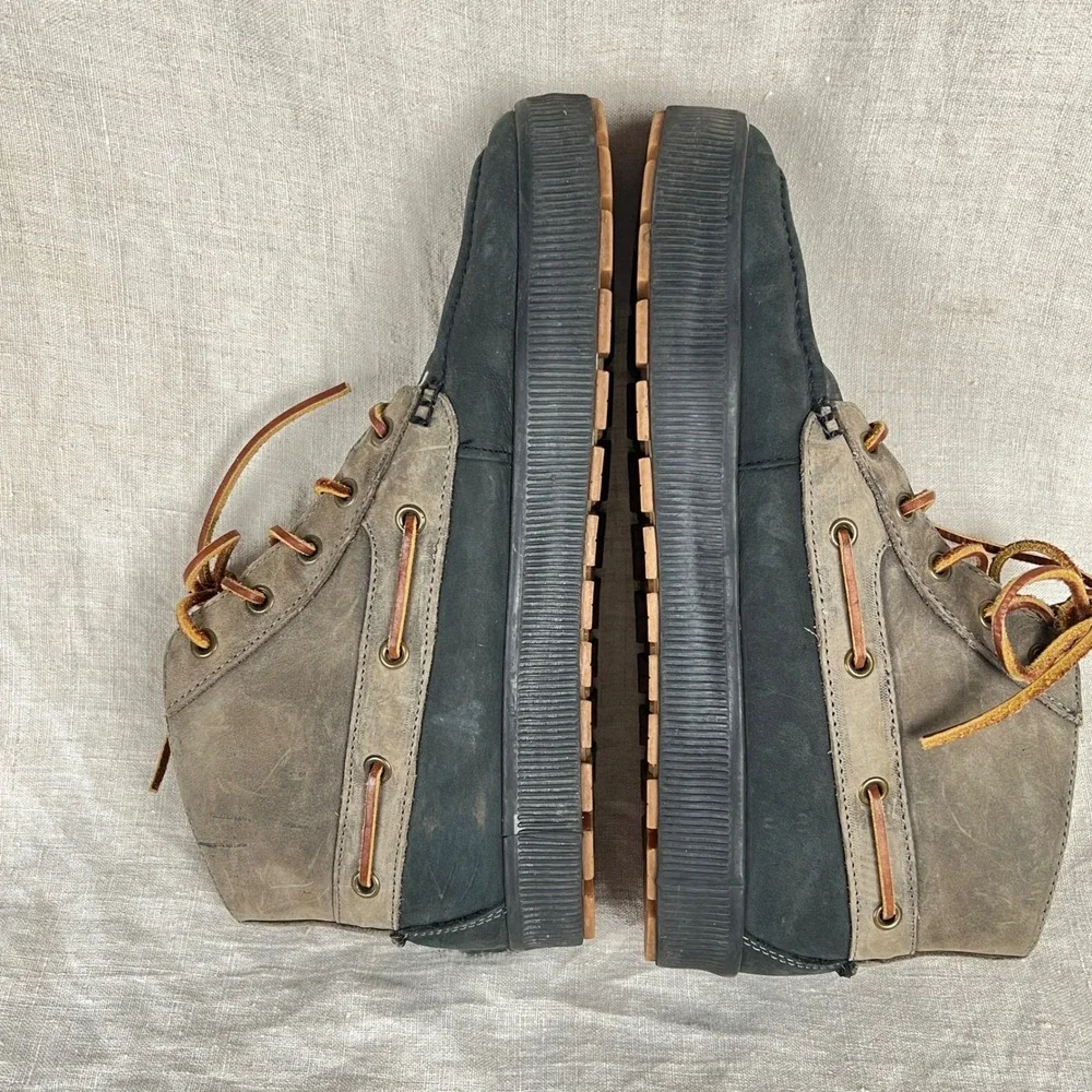 Polo Ralph Lauren Delmont Boots Mens 10.5D Leather Chukka Boat Grey Brown Rugged